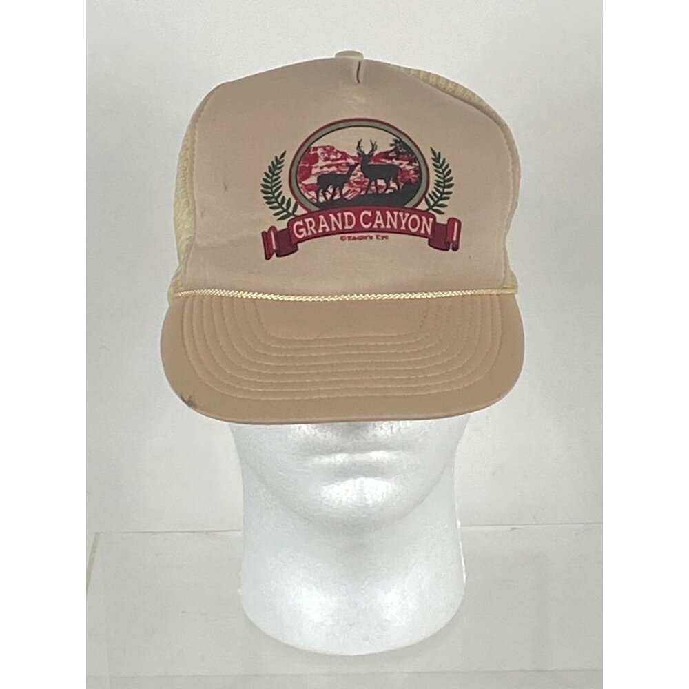 Vintage Cameo Grand Canyon Trucker Mesh Snapback Hat Cap Beige OS F248